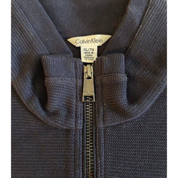Calvin Klein Mens 1/4 zip Cotton Knit Athletic Wear Performance Pullover XL Navy - Picture 10 of 10